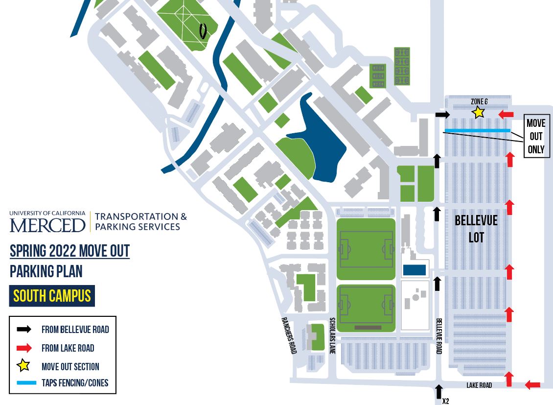 South campus move out parking map